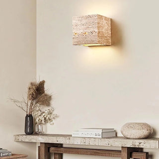 Square Rectangular Travertine Wall Lamp