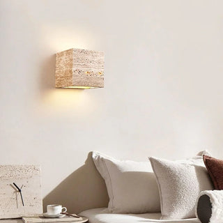 Square Rectangular Travertine Wall Lamp