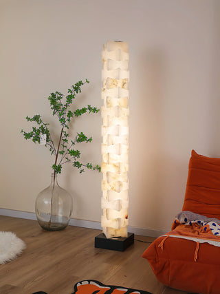 Stacked Alabaster Squares Floor Lamp