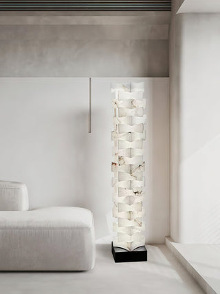 Stacked Alabaster Squares Floor Lamp