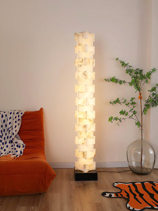 Stacked Alabaster Squares Floor Lamp