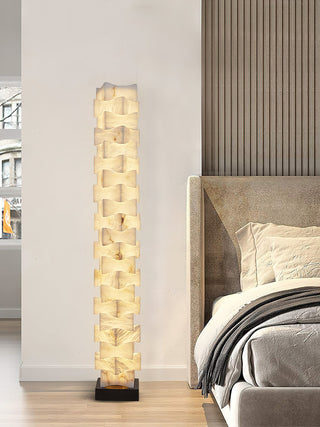 Stacked Alabaster Squares Floor Lamp