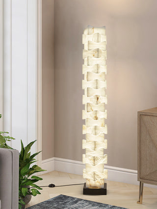 Stacked Alabaster Squares Floor Lamp