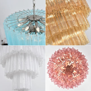 Star-Shaped Addis Ribbed Glass Chandelier