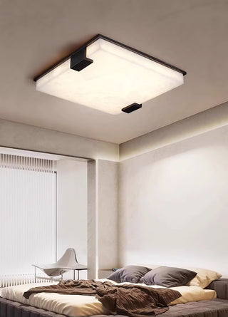 Stylish Black Square Alabaster Ceiling Light