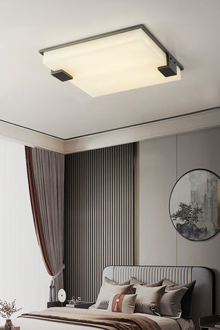 Stylish Black Square Alabaster Ceiling Light