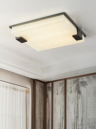 Stylish Black Square Alabaster Ceiling Light