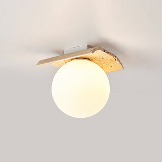 Travertine Bianca Globe Ceiling Lamp
