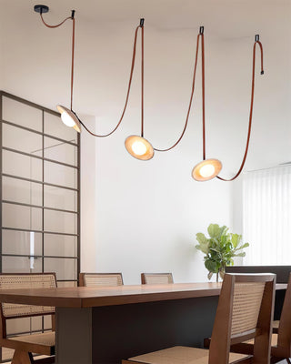 Travertine  Lasso Stone Leather Chandelier