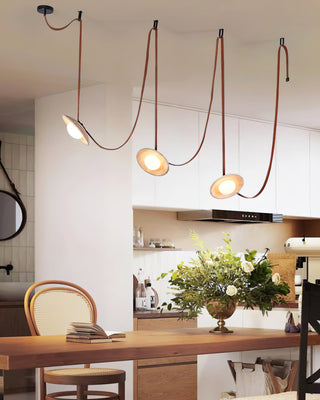 Travertine  Lasso Stone Leather Chandelier