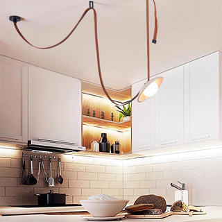 Travertine  Lasso Stone Leather Chandelier