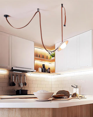 Travertine  Lasso Stone Leather Chandelier