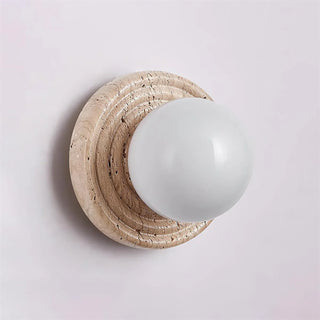 Travertine Elira Round Minimalist Wall Sconce