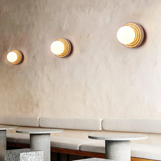 Travertine Elira Round Minimalist Wall Sconce