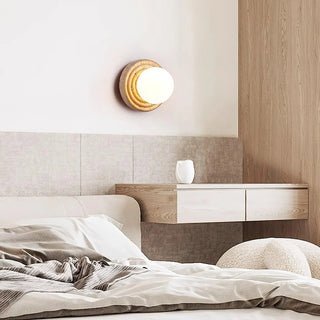Travertine Elira Round Minimalist Wall Sconce