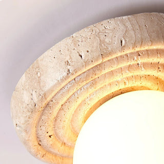 Travertine Elira Round Minimalist Wall Sconce