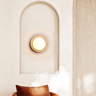 Travertine Elira Round Minimalist Wall Sconce