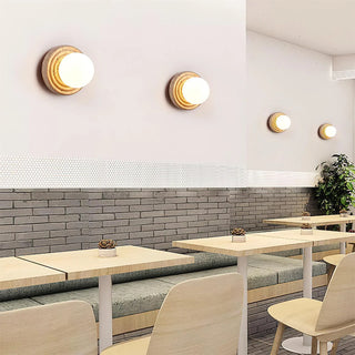 Travertine Elira Round Minimalist Wall Sconce