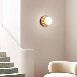 Travertine Elira Round Minimalist Wall Sconce