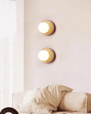 Travertine Elira Round Minimalist Wall Sconce