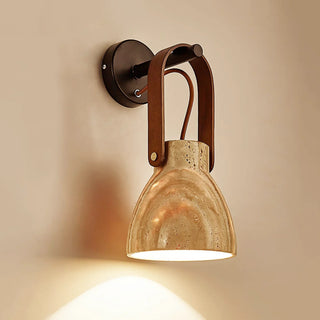 Travertine Lanta Arc Stone Wall Sconce