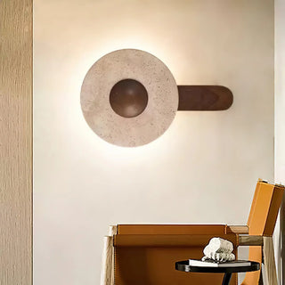 Travertine Lunar Wood Wall Lamp