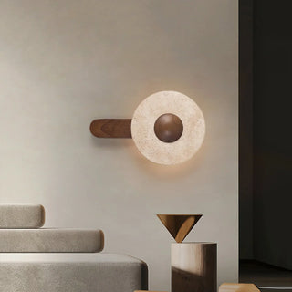 Travertine Lunar Wood Wall Lamp