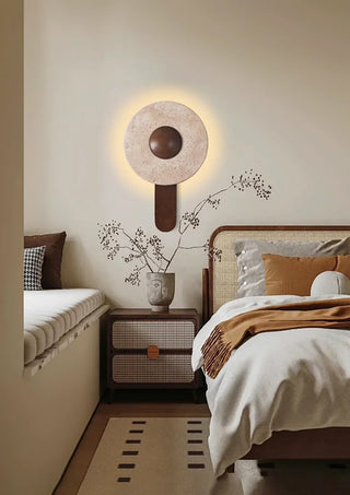 Travertine Lunar Wood Wall Lamp