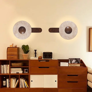 Travertine Lunar Wood Wall Lamp