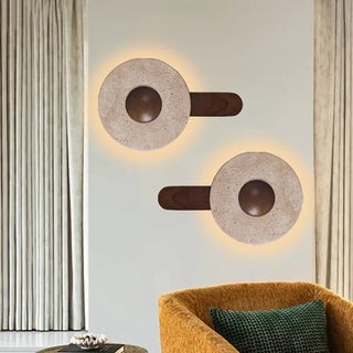 Travertine Lunar Wood Wall Lamp