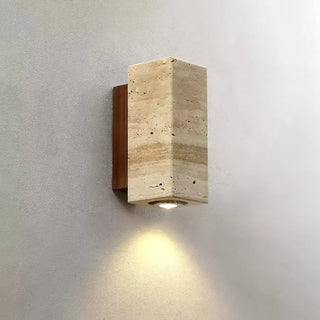 Travertine Square Round Column Wall Lamp