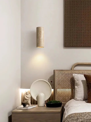 Travertine Square Round Column Wall Lamp