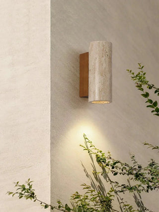 Travertine Square Round Column Wall Lamp