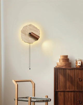Travertine Thalos Irregular Round Wall Light