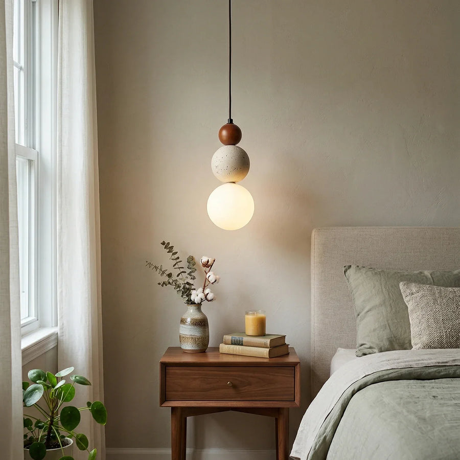 Travertine Trio Orb Pendant Lamp