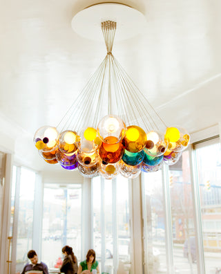 Unique Multi-Color Globe Cluster Chandelier