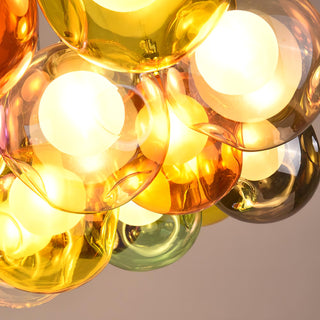 Unique Multi-Color Globe Cluster Chandelier