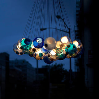 Unique Multi-Color Globe Cluster Chandelier