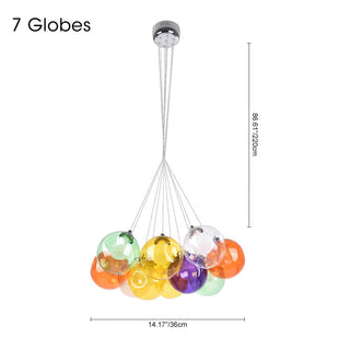 Unique Multi-Color Globe Cluster Chandelier