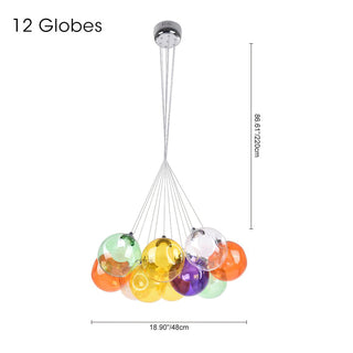 Unique Multi-Color Globe Cluster Chandelier