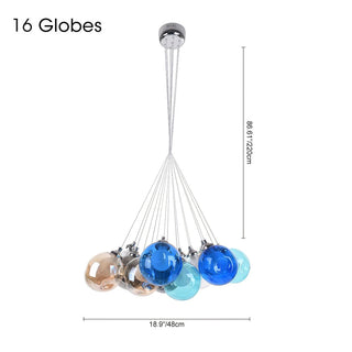 Unique Multi-Color Globe Cluster Chandelier