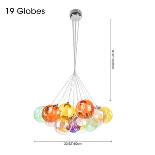 Unique Multi-Color Globe Cluster Chandelier