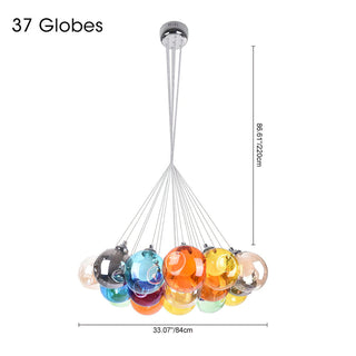 Unique Multi-Color Globe Cluster Chandelier