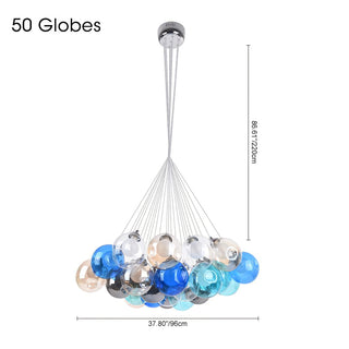 Unique Multi-Color Globe Cluster Chandelier