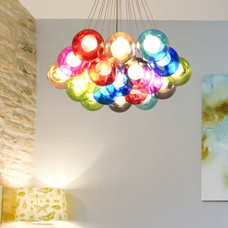 Unique Multi-Color Globe Cluster Chandelier