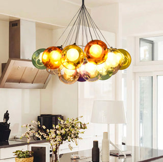 Unique Multi-Color Globe Cluster Chandelier