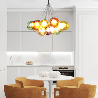 Unique Multi-Color Globe Cluster Chandelier