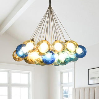 Unique Multi-Color Globe Cluster Chandelier