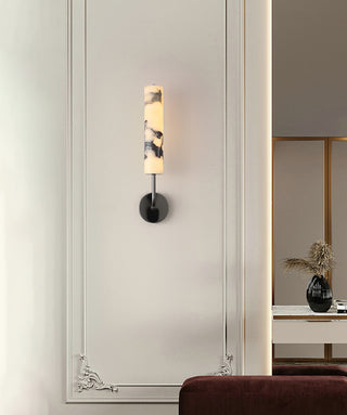 Vertical Marble Cylindrical Wall Light