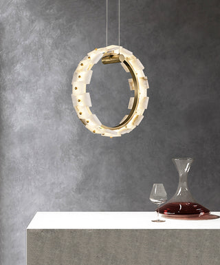 Vertical Ring Alabaster Pendant Lamp